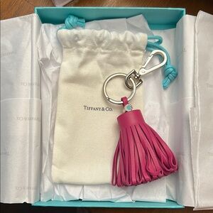 Tiffany & Co. Pink Leather Tassel Key Holder